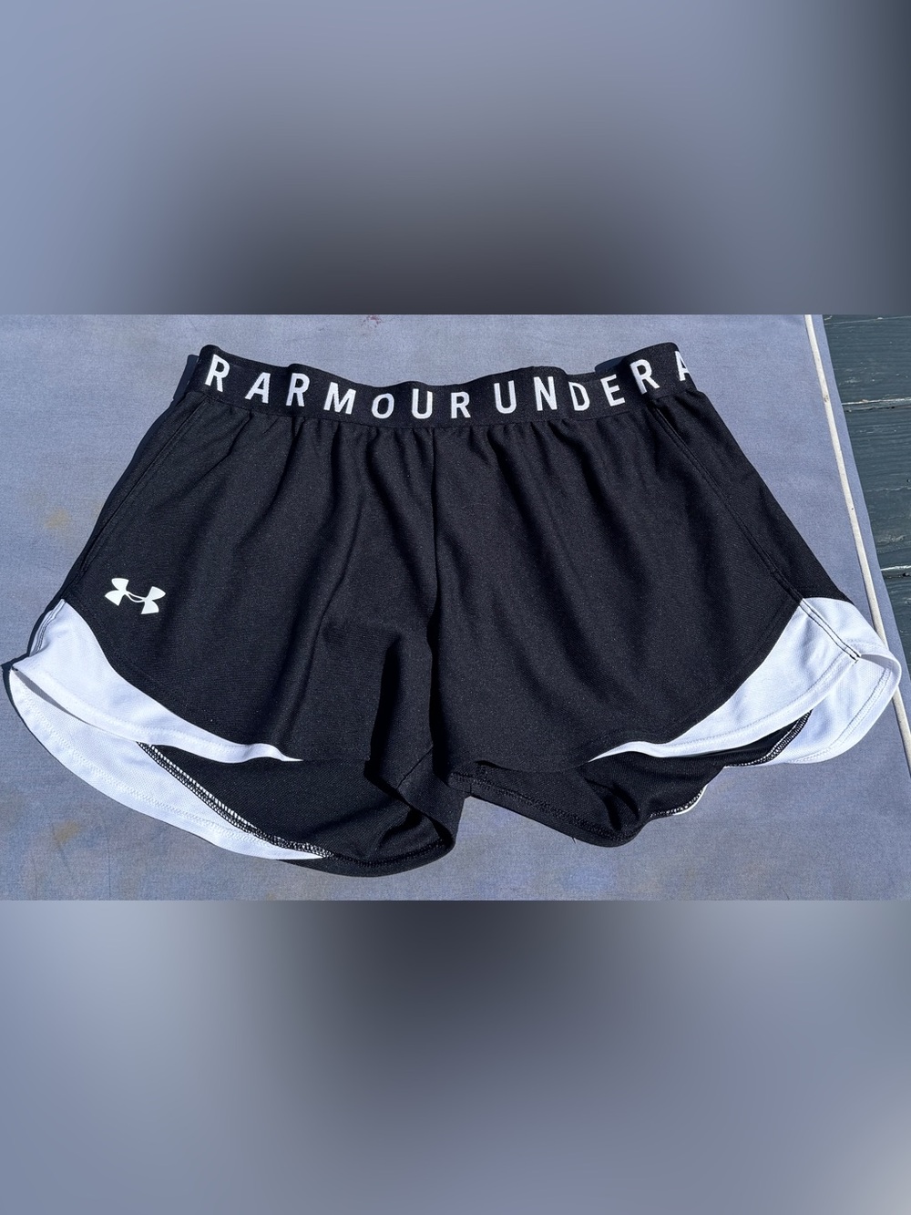 Women’s Under Armour Black Shorts with White Logo Waistband